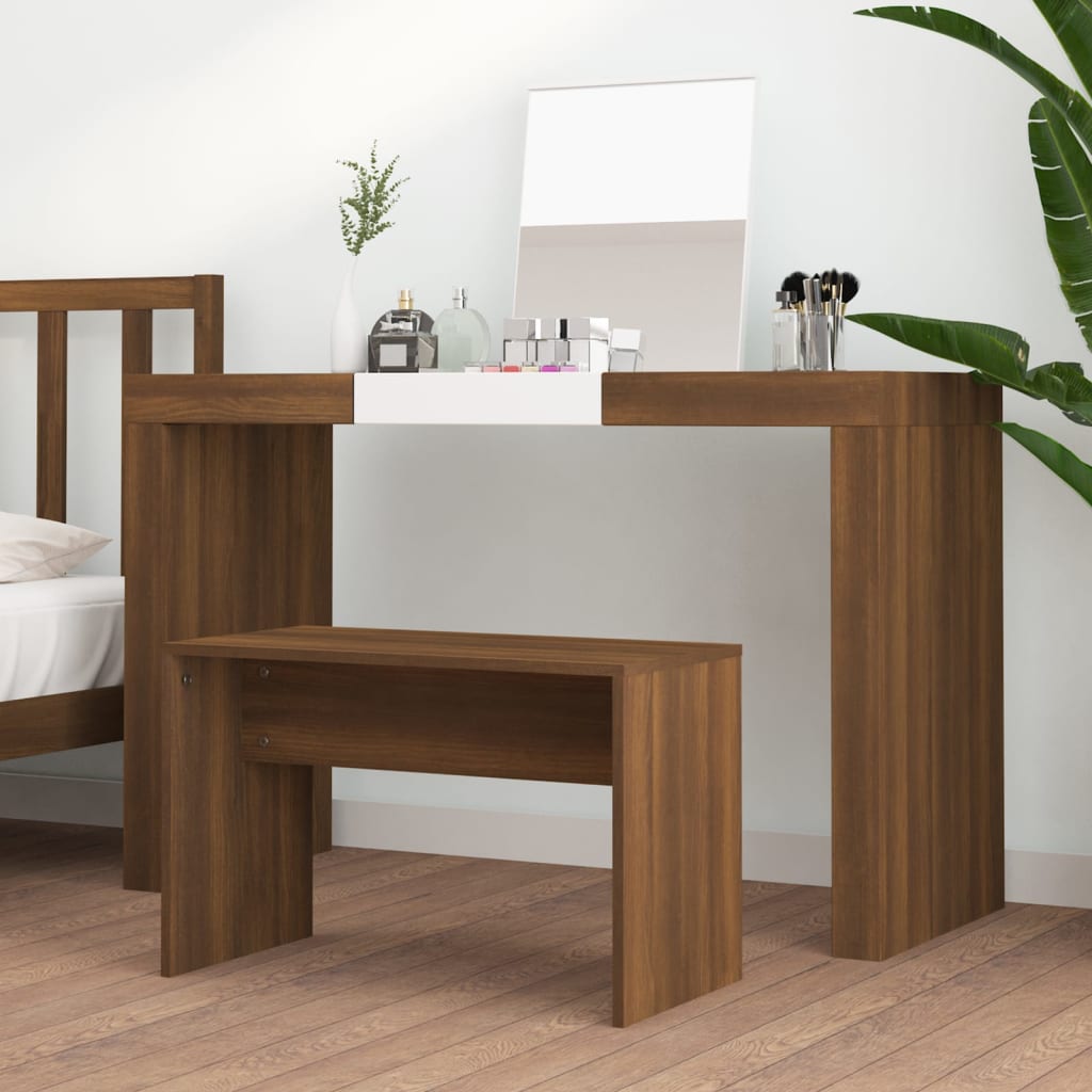 Sgabello da Toeletta Marrone Fumo 70x35x45 cm Legno Multistrato - homemem39