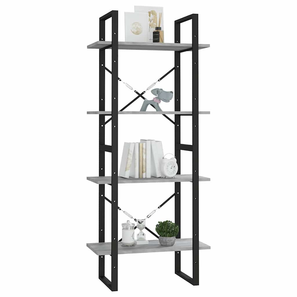 Libreria 4 Ripiani Grigio Sonoma 60x30x140 cm Legno Multistrato