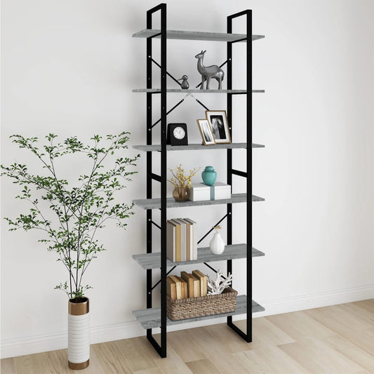 Scaffale Alto Grigio Sonoma 80x30x210 cm in Legno Multistrato | homemem39
