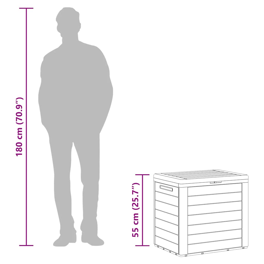 Baule da Giardino Marrone 58,5x46x55 cm in Polipropilene