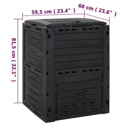Compostiera da Giardino Nera 280 L in Polipropilene - homemem39