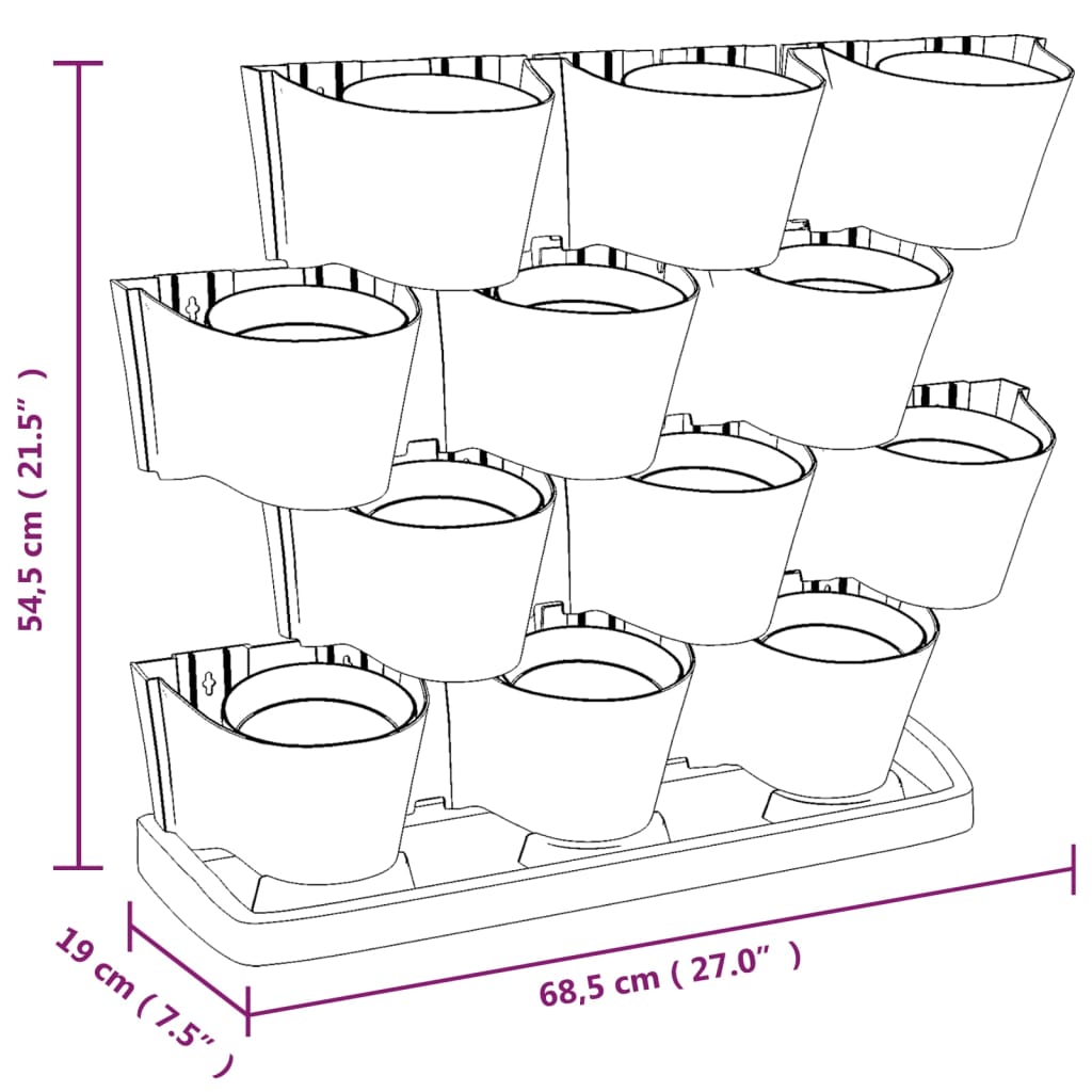 Set per Piante Giardino Verticale 12 pz Antracite Polipropilene | homemem39