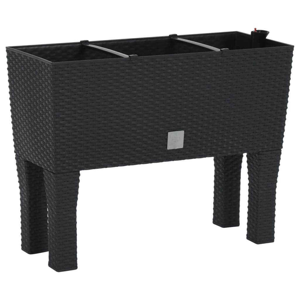 Fioriera Rialzata da Giardino Antracite 60x25x46cm in Rattan PP | homemem39