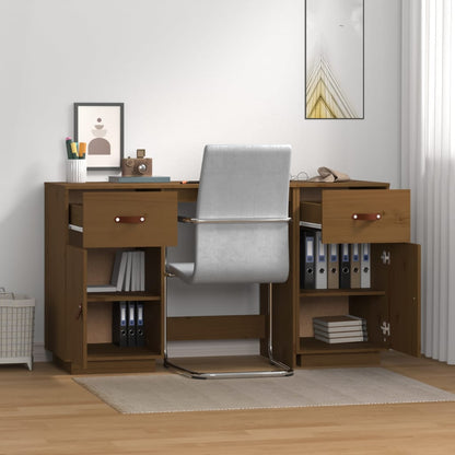 Scrivania con Armadietti ambra 135x50x75cm Legno Massello Pino - homemem39