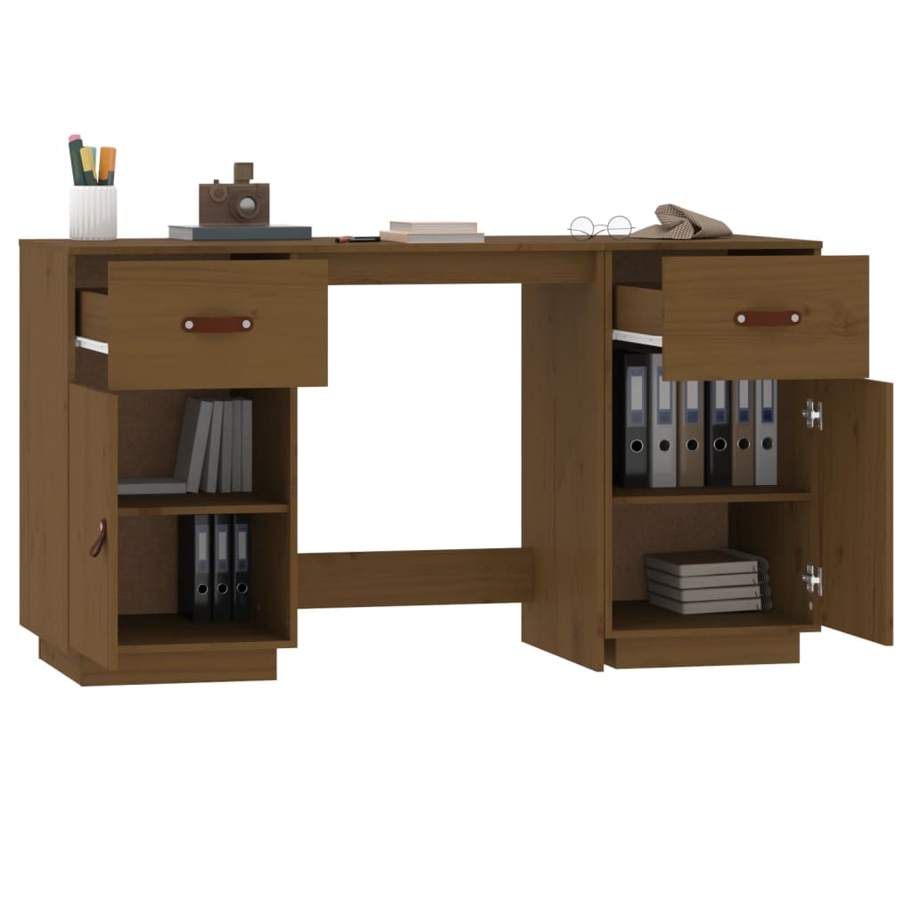 Scrivania con Armadietti ambra 135x50x75cm Legno Massello Pino - homemem39