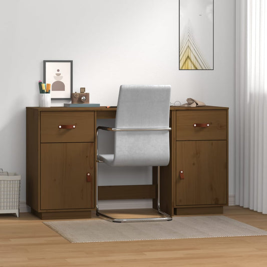 Scrivania con Armadietti ambra 135x50x75cm Legno Massello Pino - homemem39