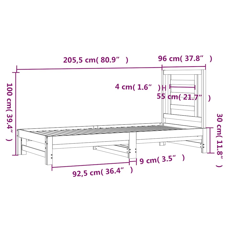 Dormeuse Estraibile Bianca 2x(90x200) cm Legno Massello di Pino | homemem39
