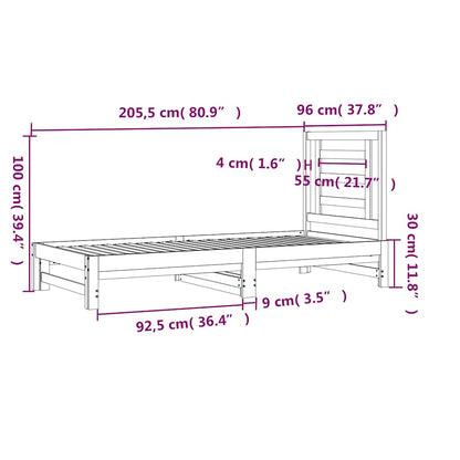 Dormeuse Estraibile Bianca 2x(90x200) cm Legno Massello di Pino | homemem39