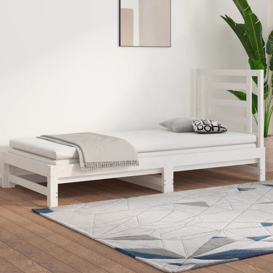 Dormeuse Estraibile Bianca 2x(90x190) cm Legno Massello di Pino | homemem39