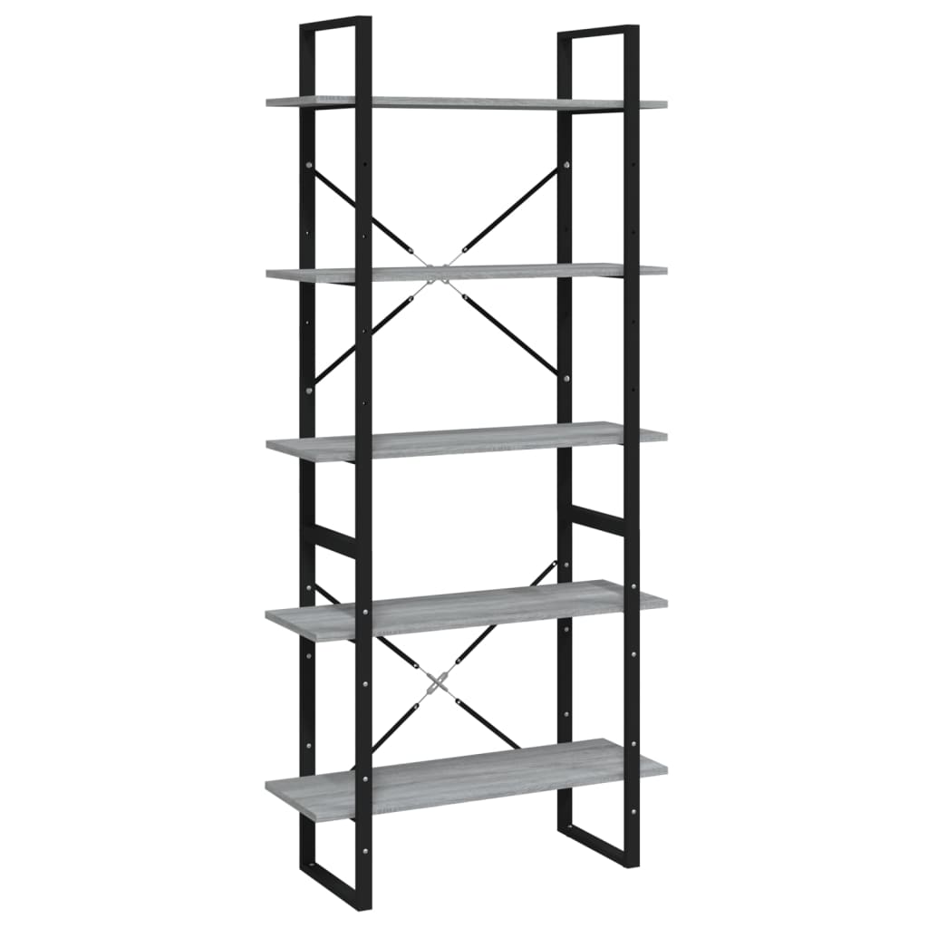 Libreria 5 Ripiani Grigio Sonoma 80x30x175 cm Legno Multistrato | homemem39