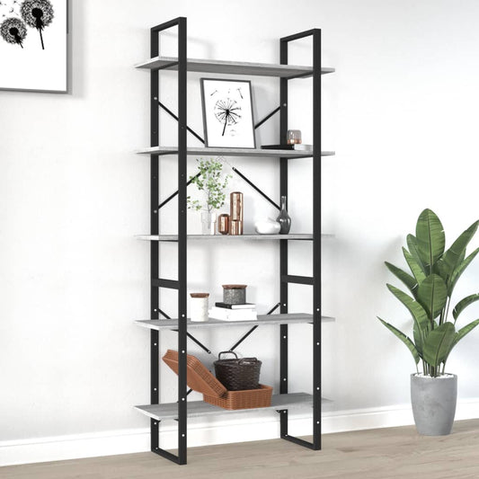 Libreria 5 Ripiani Grigio Sonoma 80x30x175 cm Legno Multistrato | homemem39