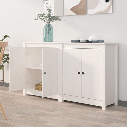 Credenze 2 pz Bianco 70x35x80 cm in Legno Massello di Pino - homemem39
