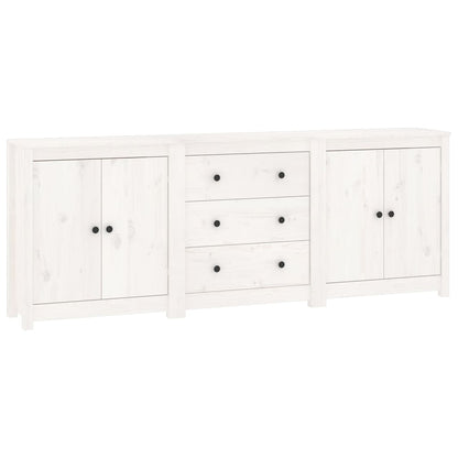 Credenza Bianca 210x35x80 cm in Legno Massello di Pino