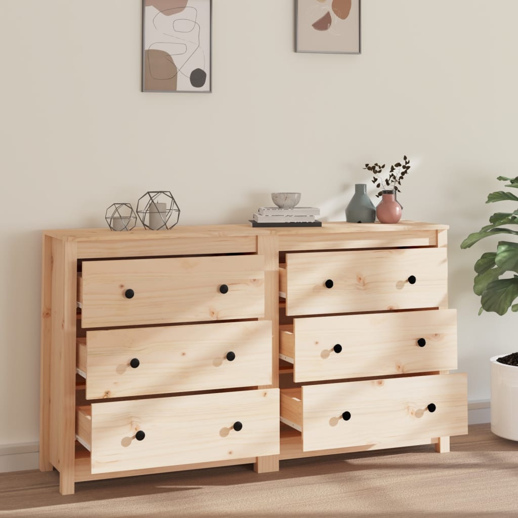Credenza 140x35x80 cm in Legno Massello di Pino - homemem39