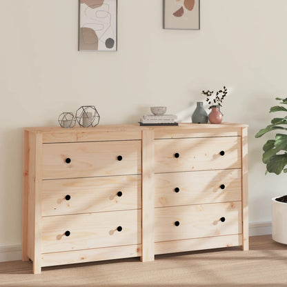 Credenza 140x35x80 cm in Legno Massello di Pino - homemem39