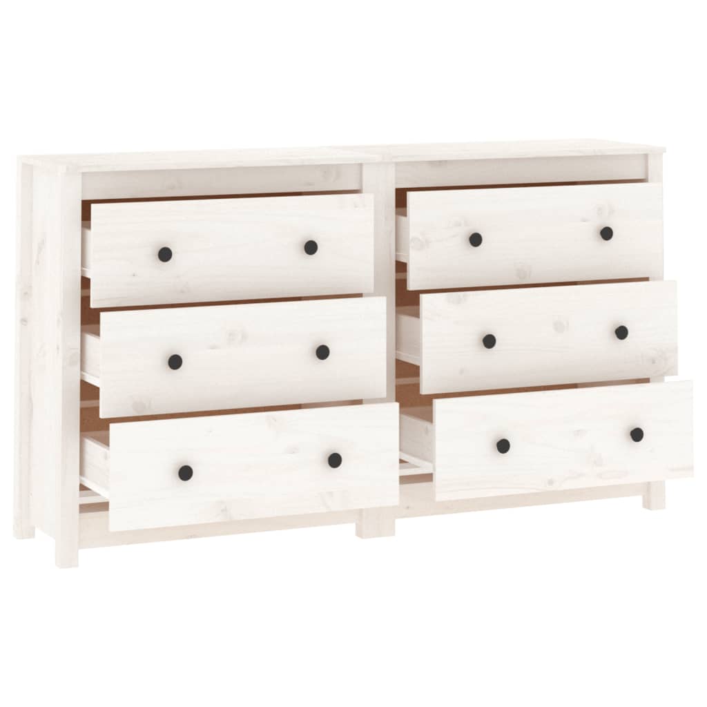 Credenza Bianca 140x35x80 cm in Legno Massello di Pino - homemem39