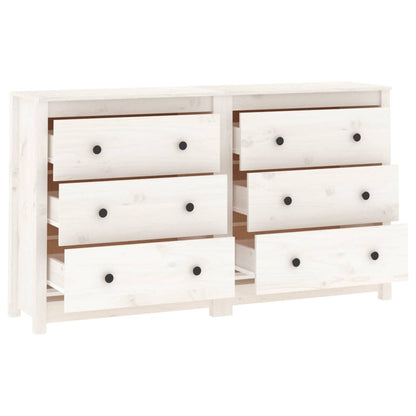 Credenza Bianca 140x35x80 cm in Legno Massello di Pino - homemem39