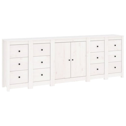 Credenza Bianca 230x35x80 cm in Legno Massello di Pino