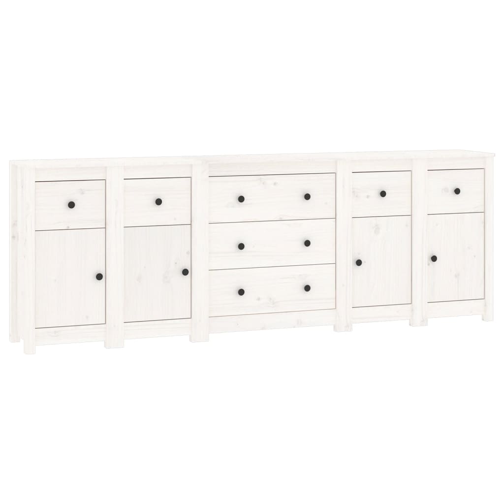 Credenza Bianca 230x35x80 cm in Legno Massello di Pino - homemem39