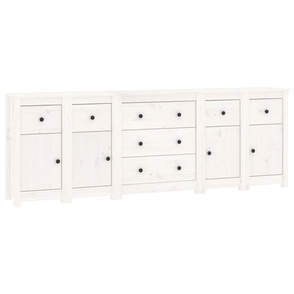 Credenza Bianca 230x35x80 cm in Legno Massello di Pino - homemem39