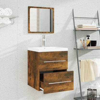Mobile Bagno con Lavabo Integrato Rovere Fumo Legno Multistrato | homemem39