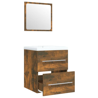 Mobile Bagno con Lavabo Integrato Rovere Fumo Legno Multistrato | homemem39