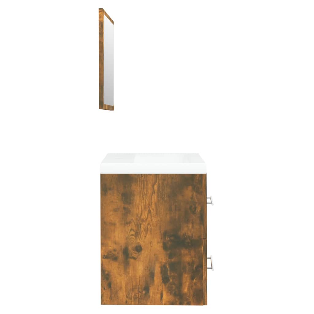 Mobile Bagno con Lavabo Integrato Rovere Fumo Legno Multistrato | homemem39