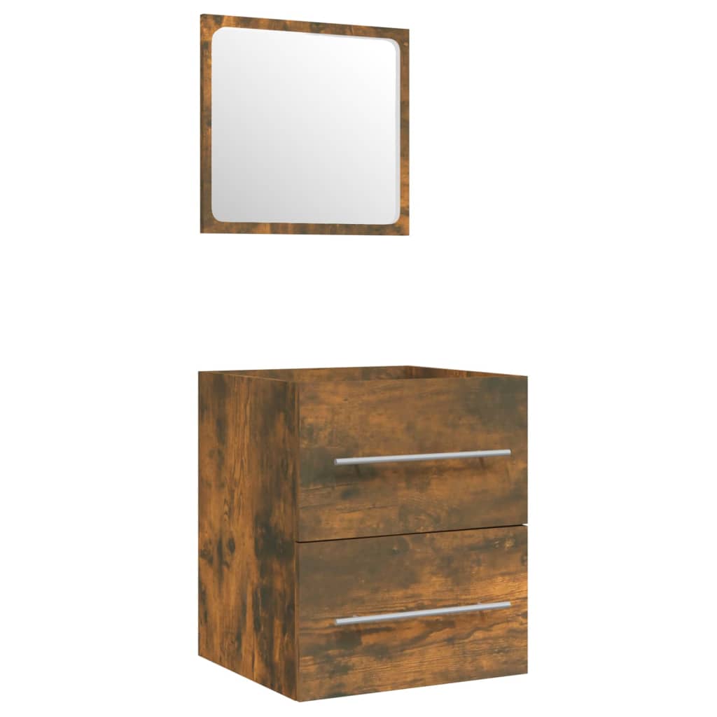 Mobile Bagno con Lavabo Integrato Rovere Fumo Legno Multistrato | homemem39