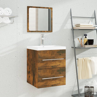 Mobile Bagno con Lavabo Integrato Rovere Fumo Legno Multistrato | homemem39
