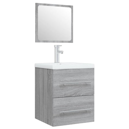 Mobile Bagno e Lavabo Integrato Grigio Sonoma Legno Multistrato | homemem39