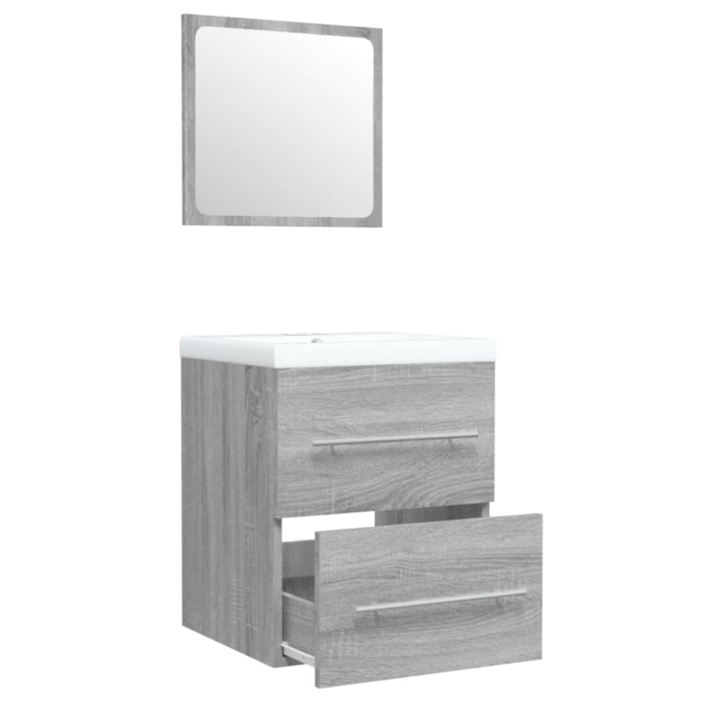 Mobile Bagno e Lavabo Integrato Grigio Sonoma Legno Multistrato | homemem39