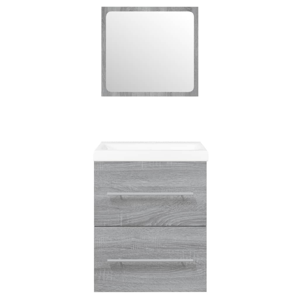 Mobile Bagno e Lavabo Integrato Grigio Sonoma Legno Multistrato | homemem39