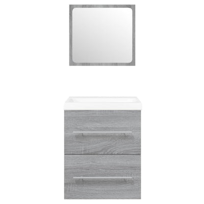 Mobile Bagno e Lavabo Integrato Grigio Sonoma Legno Multistrato | homemem39