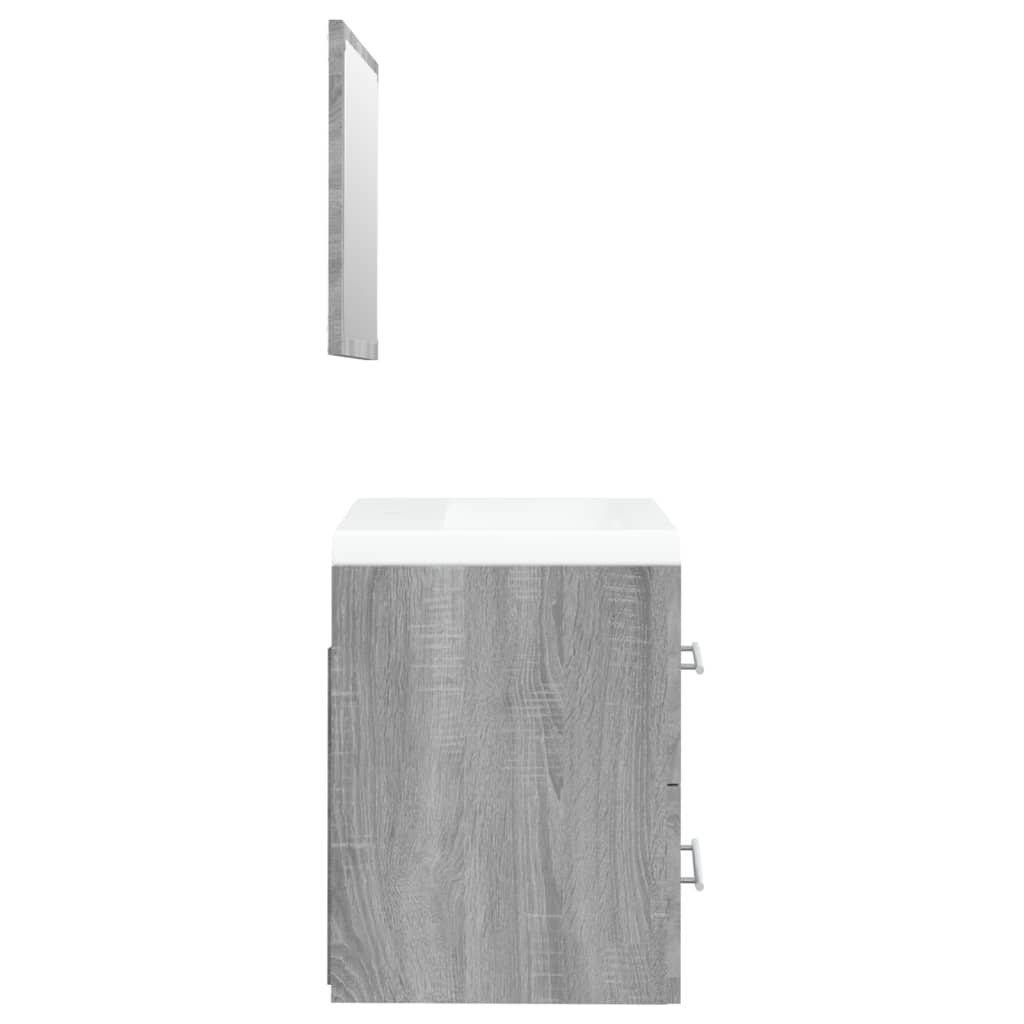 Mobile Bagno e Lavabo Integrato Grigio Sonoma Legno Multistrato | homemem39