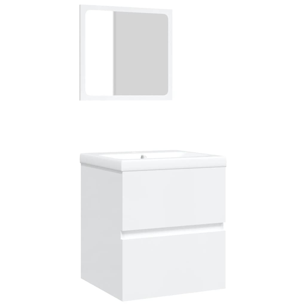 Mobile da Bagno con Lavabo e Specchio Bianco | homemem39