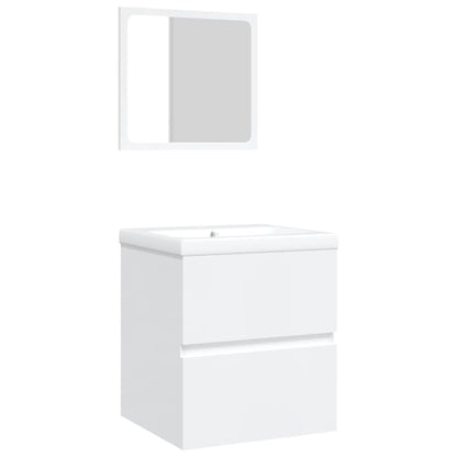 Mobile da Bagno con Lavabo e Specchio Bianco | homemem39