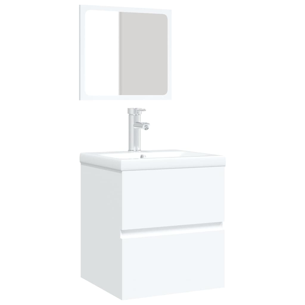 Mobile da Bagno con Lavabo e Specchio Bianco | homemem39