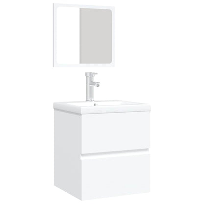 Mobile da Bagno con Lavabo e Specchio Bianco