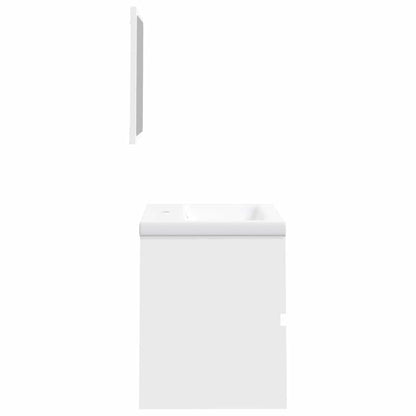 Mobile da Bagno con Lavabo e Specchio Bianco