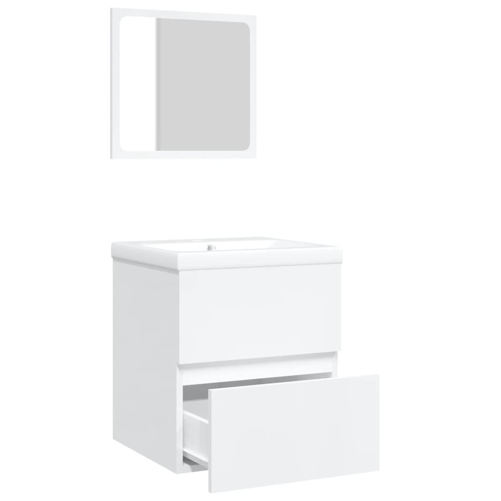 Mobile da Bagno con Lavabo e Specchio Bianco | homemem39