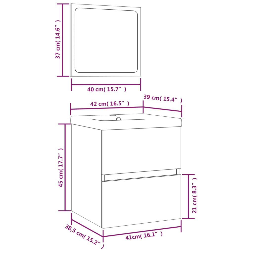 Mobile da Bagno con Lavabo e Specchio Bianco | homemem39