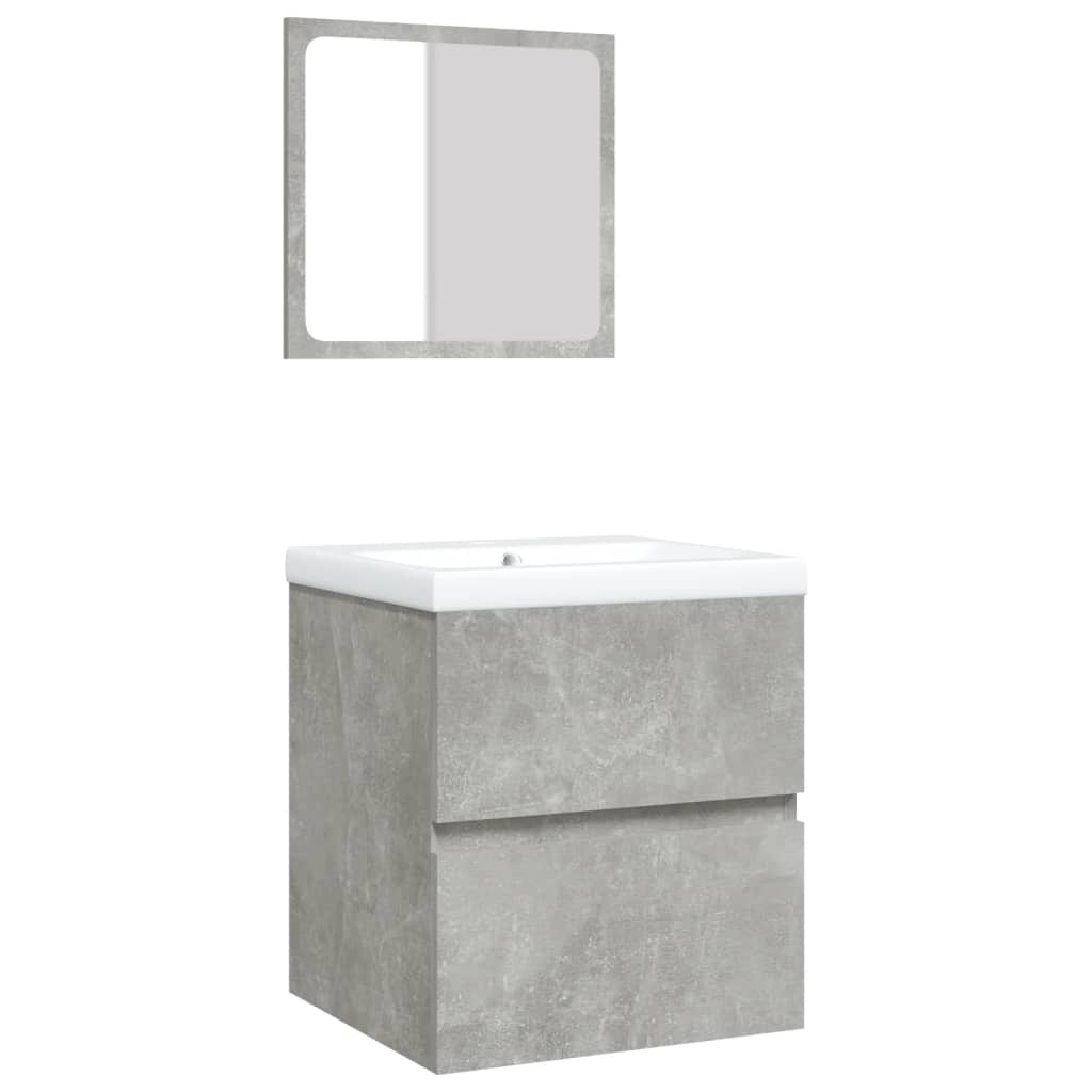 Mobile da Bagno con Lavabo e Specchio Grigio Cemento | homemem39