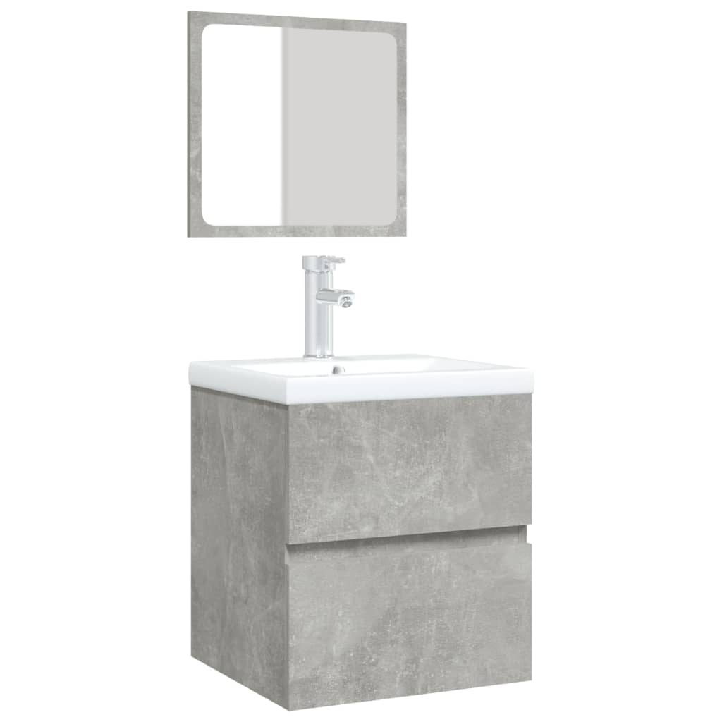 Mobile da Bagno con Lavabo e Specchio Grigio Cemento | homemem39