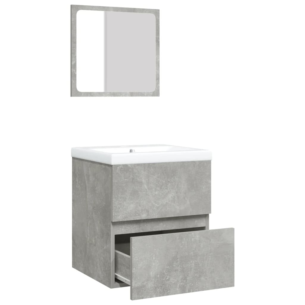 Mobile da Bagno con Lavabo e Specchio Grigio Cemento | homemem39