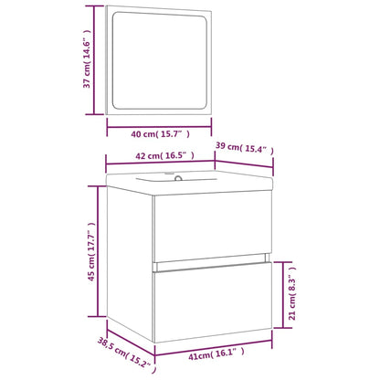 Mobile da Bagno con Lavabo e Specchio Grigio Cemento | homemem39