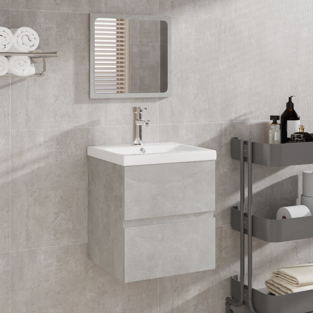Mobile da Bagno con Lavabo e Specchio Grigio Cemento | homemem39