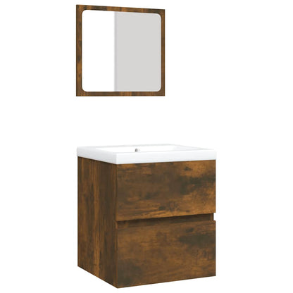 Mobile da Bagno con Lavabo e Specchio Rovere Fumo | homemem39