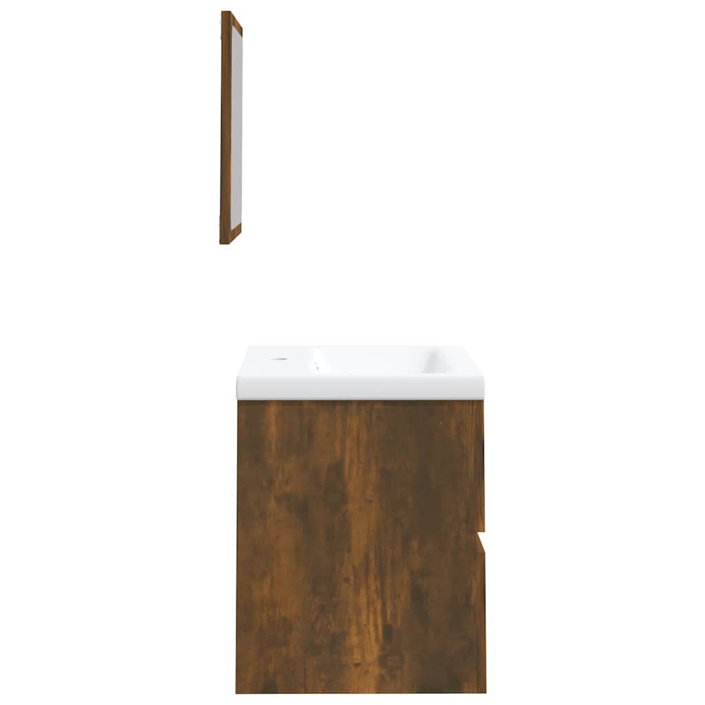 Mobile da Bagno con Lavabo e Specchio Rovere Fumo | homemem39
