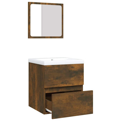 Mobile da Bagno con Lavabo e Specchio Rovere Fumo | homemem39