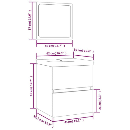Mobile da Bagno con Lavabo e Specchio Rovere Fumo | homemem39